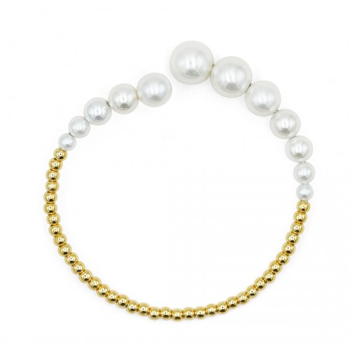 フリーサイズパールバネ付きバングル 即発送可 20250517-001  