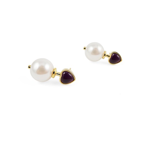 アメジスト♡と貝パールピアス 0624-001 | ピアス | オーダーメイド  