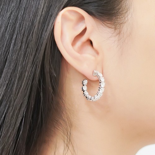 ラウンドカットハーフフープピアス J-E250813（4週間発送） | ピアス 