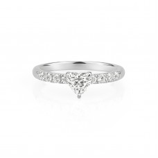 オーダーメイドジュエリー  Lab dia ハートソリテール・ハーフエタニティリング J-R260205（3週間発送）