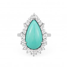 オーダーメイドジュエリー  ティアドロップターコイズヘイローリング R0010-93（4週間発送）