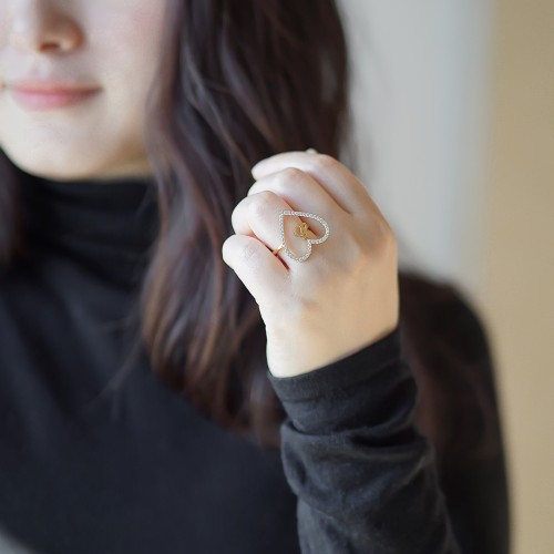 ハートモチーフイニシャルリング 即発送可 20250107-017 | リング