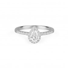 オーダーメイドジュエリー  LABダイヤ水滴ヘイローリング R122H25729-W（3週間発送）